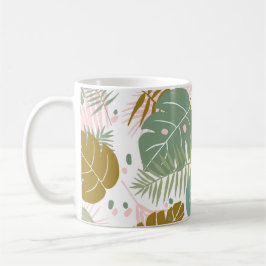 Taza De Café Foliage Tropical - Monstera Y Patrón De Hojas De P