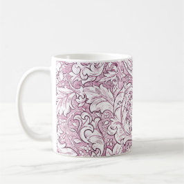 Taza De Café Follaje barroco ornamentado rosa