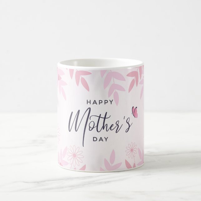 Taza De Café Follaje Rosa y Mariposas (Centro)