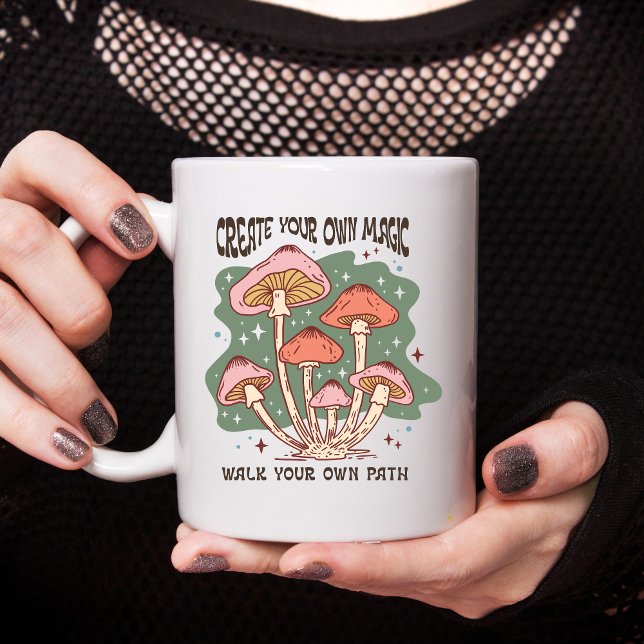 Taza De Café Fomento inspirador Crear un regalo mágico propio (Boho Trendy Create Your Own Magic Walk Your Own Path Inspirational Motivational Encouragement Mug)