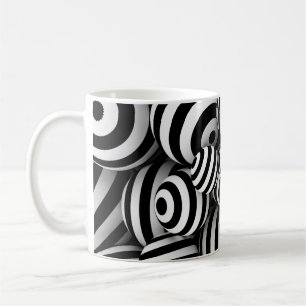 Taza De Café Fondo abstracto blanco con bolas y lin negro