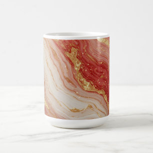 Taza De Café Fondo abstracto de mármol dorado con remolinos roj