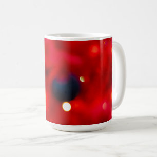 Taza De Café Fondo abstracto de Navidad rojo con efecto Bokeh