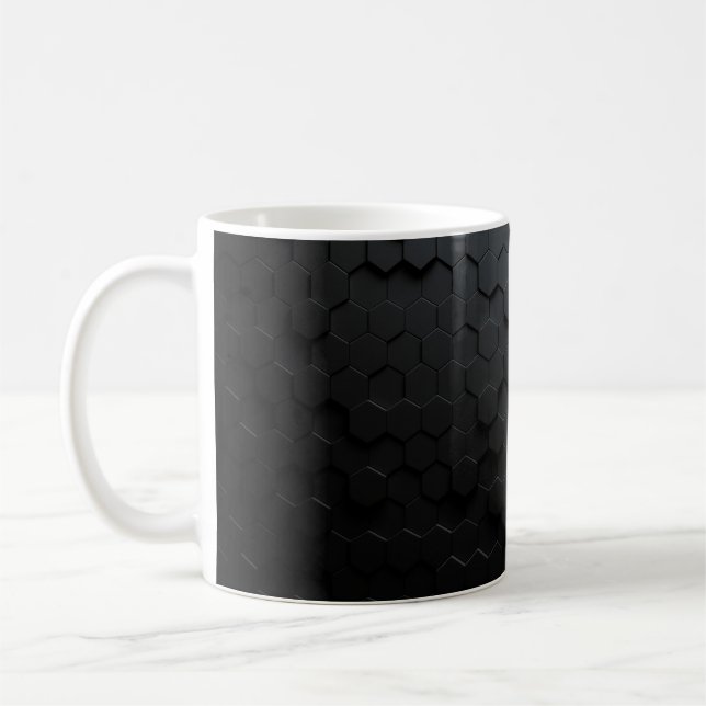 Taza De Café Fondo abstracto triangular negro, Surfa Grunge (Izquierda)