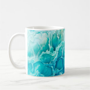 Taza De Café Fondo azul creativo abstracto con la mano pintada,