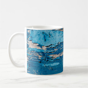 Taza De Café Fondo azul de madera 