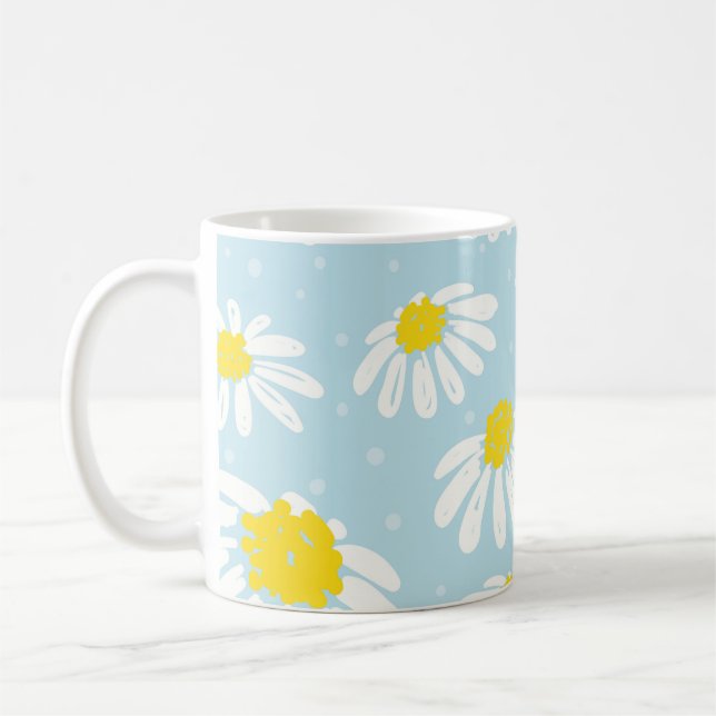 Taza De Café Fondo azul marrón blanco sin problemas (Izquierda)
