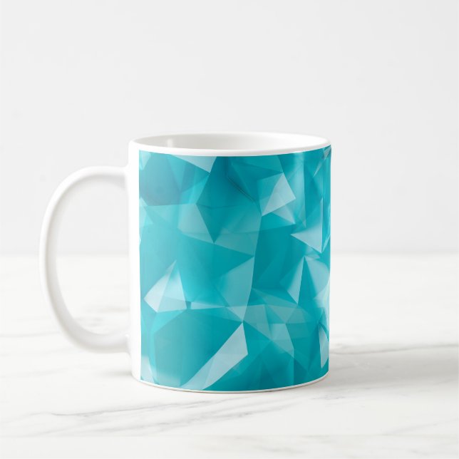 Taza De Café Fondo azul turquesa con cristales, triángulo (Izquierda)