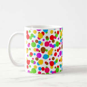 Taza De Café Fondo blanco con lunares coloridos