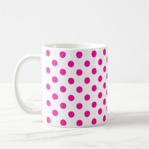 Taza De Café Fondo blanco puntos rosados de polka