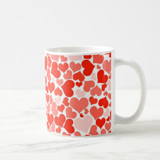 Taza De Café Fondo de Corazones Rojos