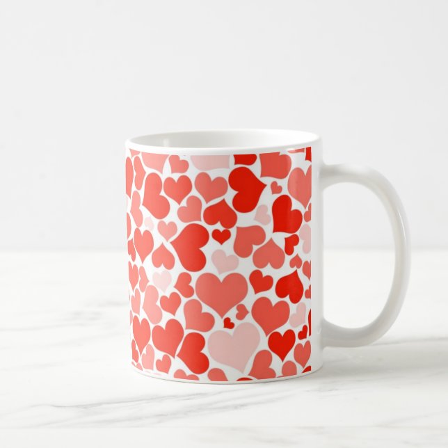 Taza De Café Fondo de Corazones Rojos (Derecha)
