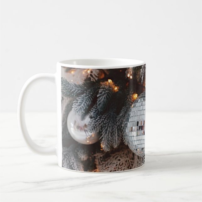 Taza De Café Fondo de decoración de árbol con luz navidad  (Izquierda)