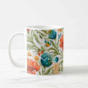 Taza De Café Fondo de flor acuarela. Pintado de mano