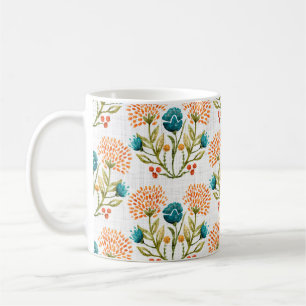 Taza De Café Fondo de flor acuarela. Pintado de mano