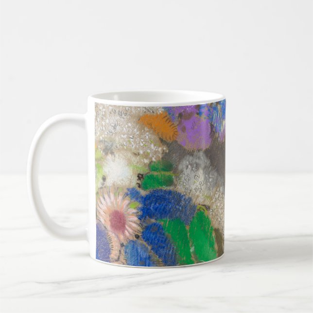 Taza De Café Fondo de flores abstractas de Odilon Redon. (Izquierda)