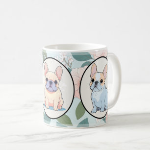 Taza De Café Fondo de flores clásicas de los Bulldoges francese