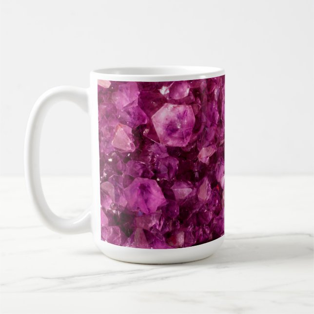 Taza De Café Fondo de Gemas Púrpura de Cristal Ametista Quartz (Izquierda)