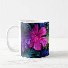Taza De Café Fondo de hojas tropicales de Monstera neón vibrant