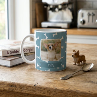 Taza De Café Fondo de hueso de perro azul pizarra Foto de masco