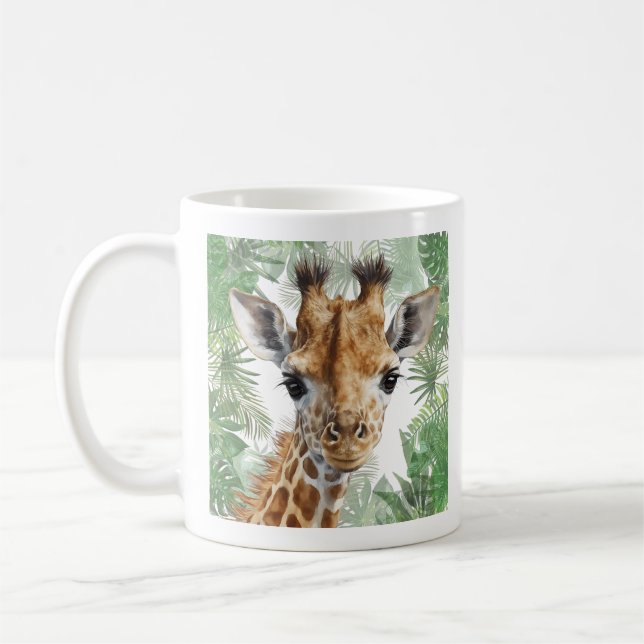 Taza De Café Fondo de la jungla de jirafa (Izquierda)