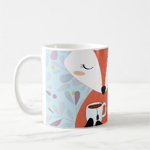 Taza De Café Fondo de Leaf de Adorable Lady Fox
