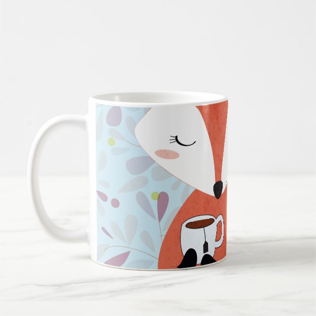 Taza De Café Fondo de Leaf de Adorable Lady Fox (Izquierda)