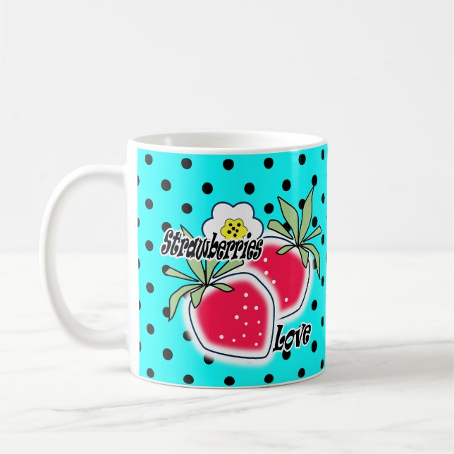Taza De Café Fondo de lunares turquesa (Izquierda)