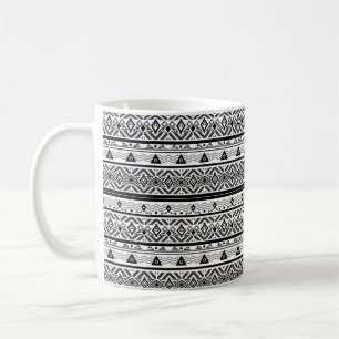 Taza De Café Fondo de patrón de color folclórico monocromo si