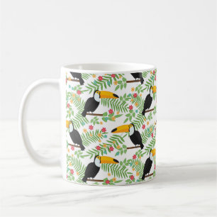Taza De Café Fondo de patrón sin costuras para aves tropicales.