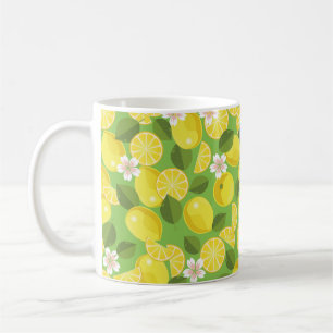 Taza De Café Fondo de patrón sin fisuras de cítricos limoneros