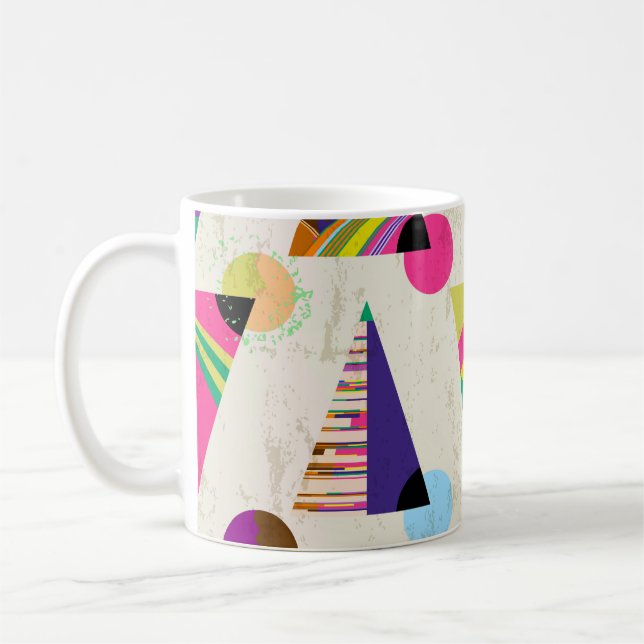 Taza De Café fondo de patrón triangular sin fisuras, hipster re (Izquierda)