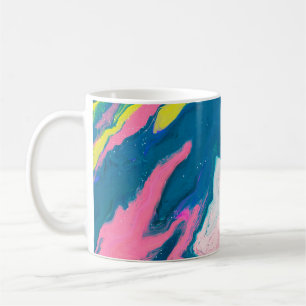 Taza De Café Fondo de pintura rosa y turquesa abstracto con 