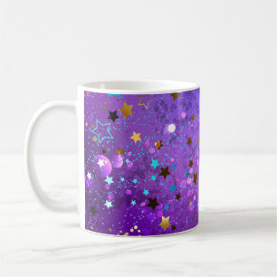 Taza De Café Fondo de Relieve metalizado púrpura con estrellas