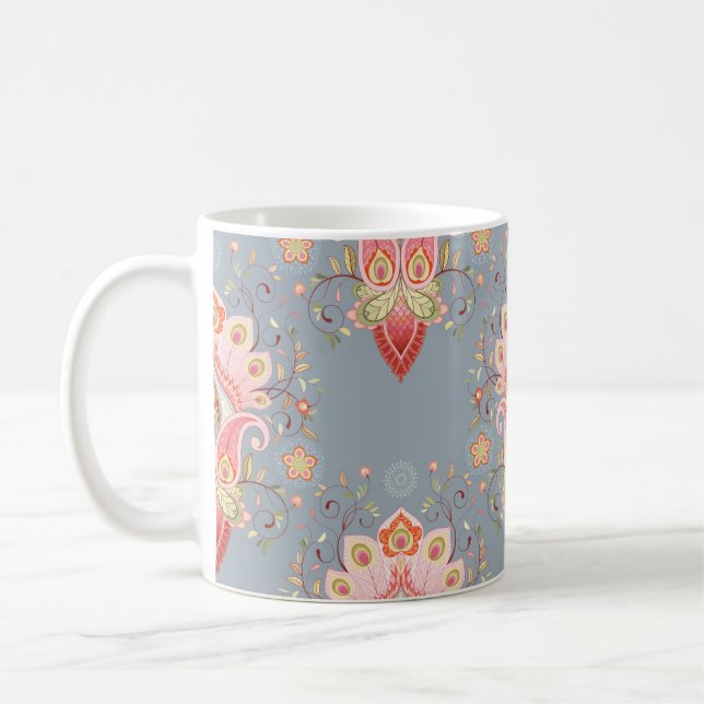 Taza De Café Fondo del Feather Peacock Oriental (Izquierda)