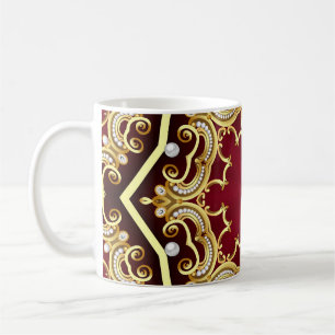 Taza De Café Fondo del marco de color dorado de la Perla