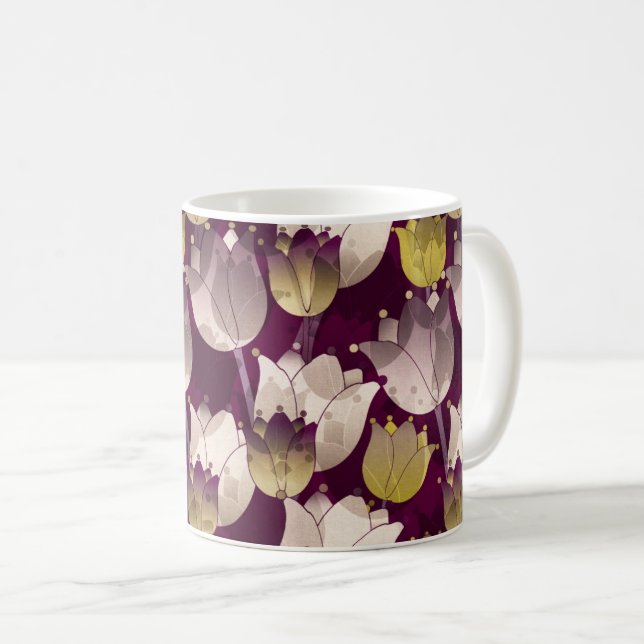 Taza De Café Fondo del patrón floral colorido (Anverso derecho)