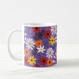 Taza De Café Fondo del patrón floral de la flor colorida