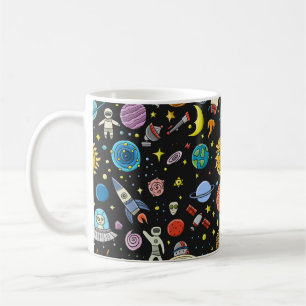 Taza De Café Fondo espacial. Planetas del sistema solar. Roc