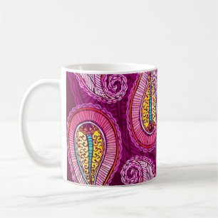 Taza De Café Fondo étnico de las acuarelas sin mar. Dibujo de m