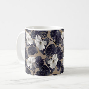 Taza De Café Fondo floral blanco