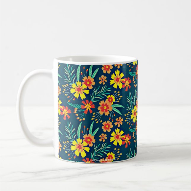 Taza De Café Fondo floral Hermoso Diseño (Izquierda)