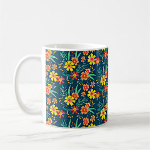 Taza De Café Fondo Floral Hermoso Diseño-46566