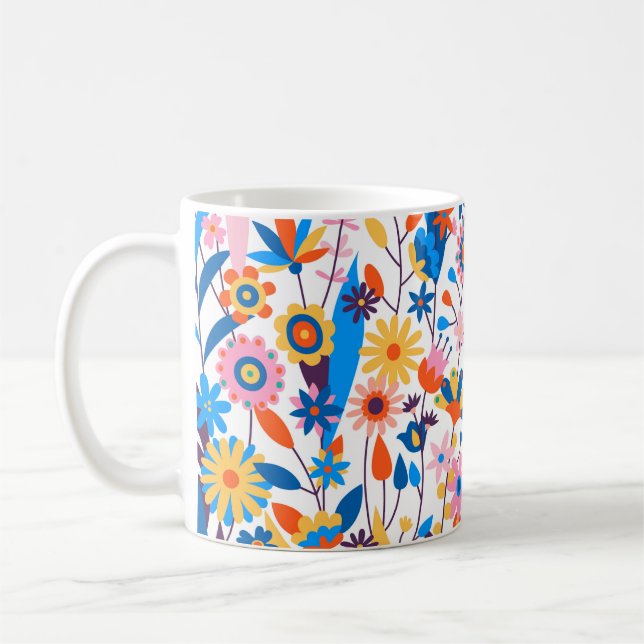 Taza De Café Fondo floral multicolor exótico-32939 (Izquierda)