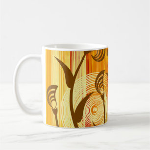 Taza De Café fondo floral naranja
