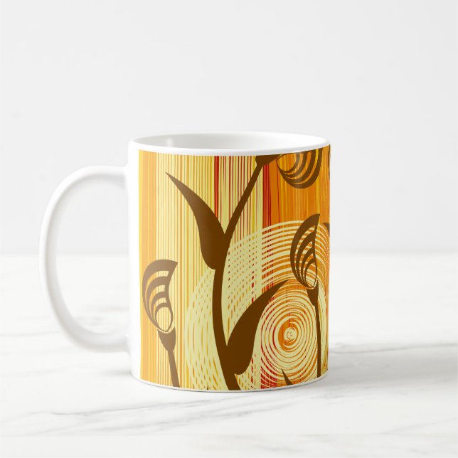 Taza De Café fondo floral naranja (Izquierda)