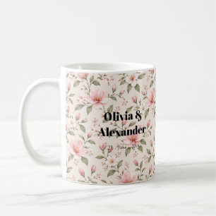 Taza De Café Fondo floral sin costuras de flor de cerezo rosa s