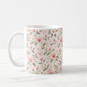 Taza De Café Fondo floral sin costuras de flor de cerezo rosa s