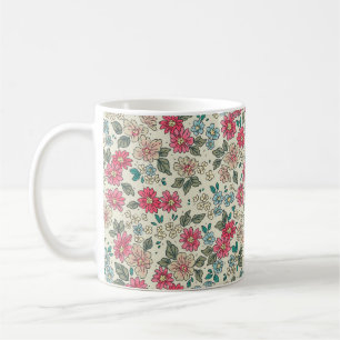 Taza De Café Fondo floral vintage. Patrón floral con asma