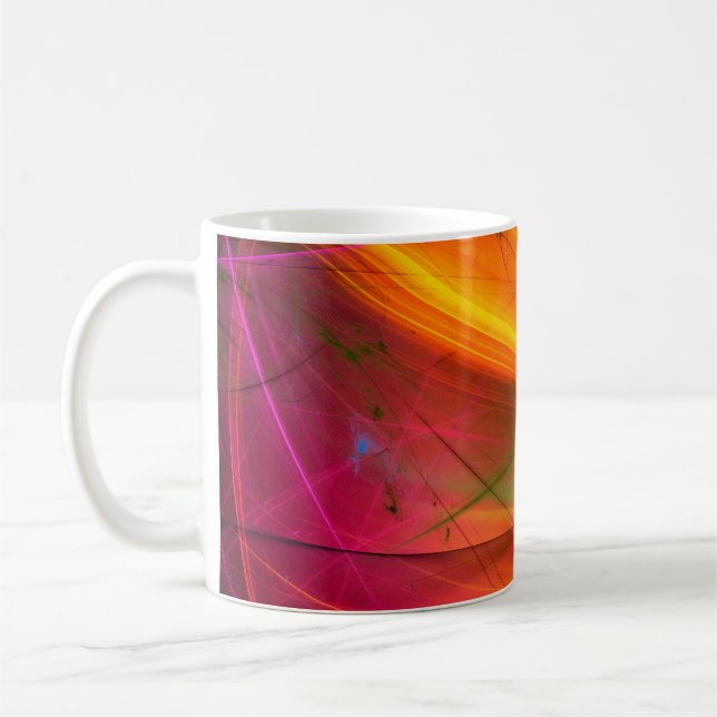 Taza De Café fondo fractal abstracto amarillo 3d renderizado3d, (Izquierda)